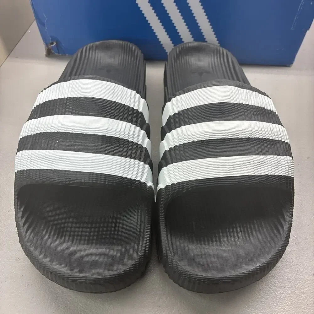 New adidas Adilette 22 Slide Black White IF3670 Size 12 Men’s With Box